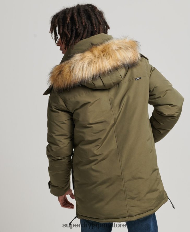 フェイクファーフード付きエベレストパーカージャケット 男性 Superdry 衣類 カーキ 2J62PZ999