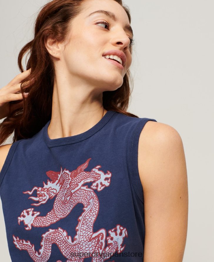 ヴィンテージベストトップ 女性 Superdry x Komodo 衣類 海軍 2J62PZ2164