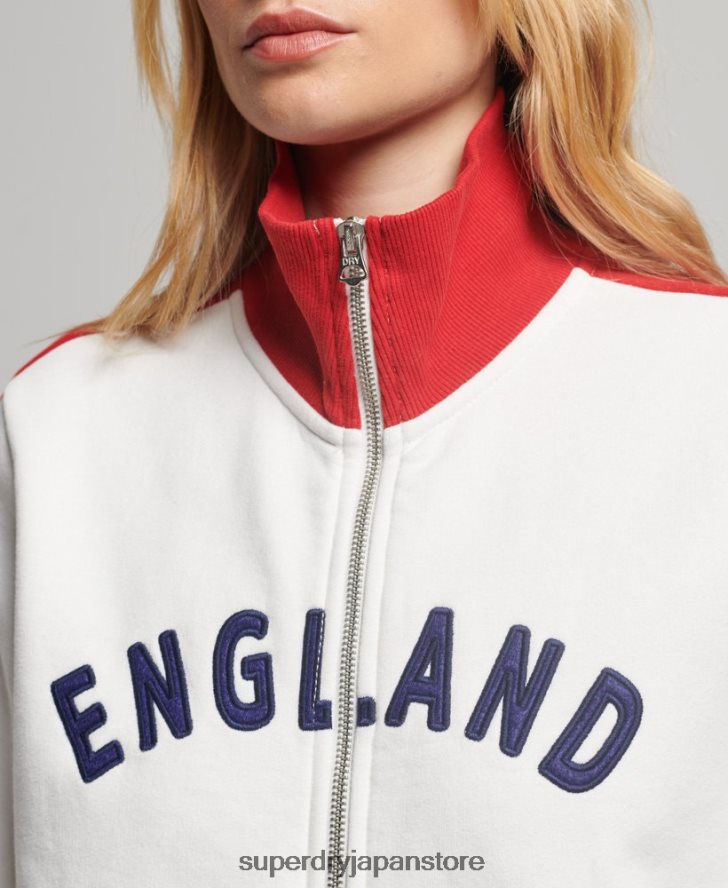 サッカー イングランド トラック トップ 女性 Superdry x Ringspun 衣類 白 2J62PZ3302