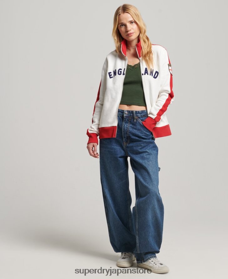 サッカー イングランド トラック トップ 女性 Superdry x Ringspun 衣類 白 2J62PZ3302