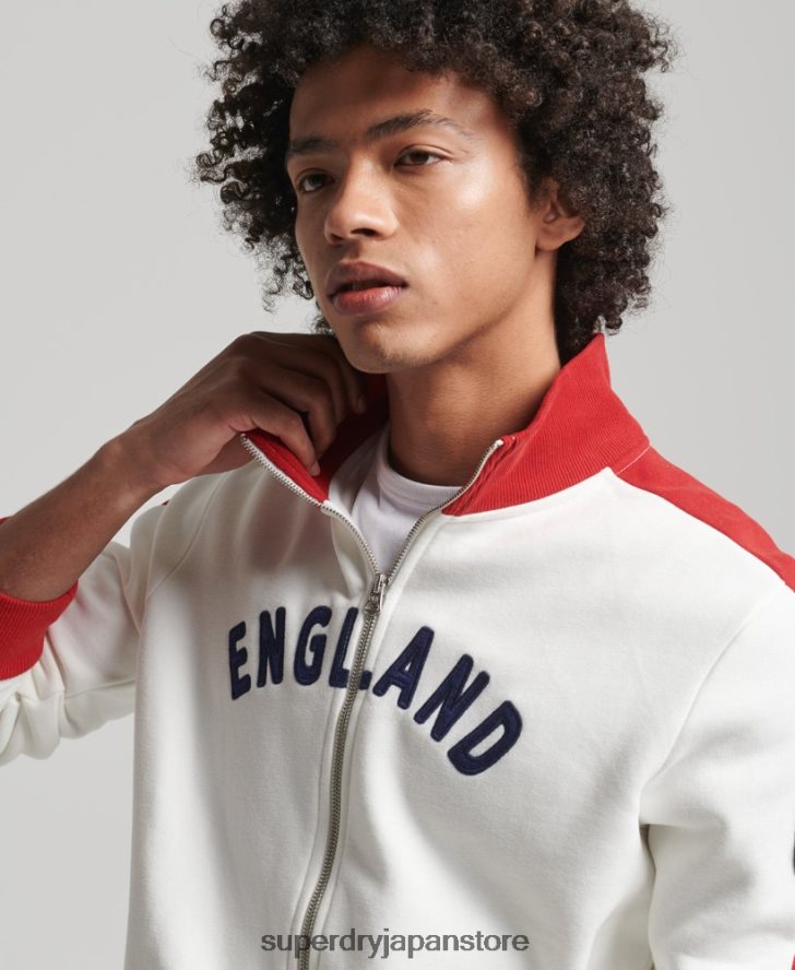 サッカー イングランド トラック トップ 男性 Superdry x Ringspun 衣類 白 2J62PZ695