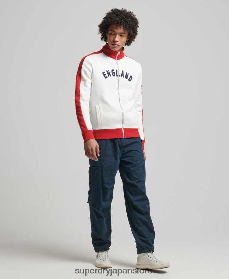 サッカー イングランド トラック トップ 男性 Superdry x Ringspun 衣類 白 2J62PZ695