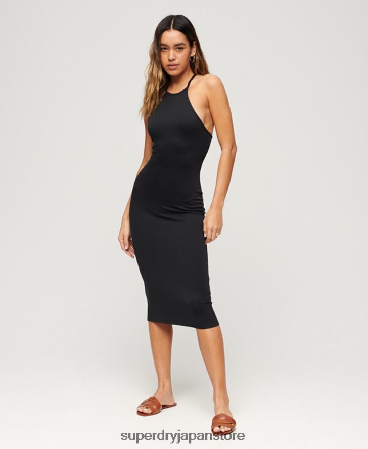 Tバックジャージーミディド​​レス 女性 Superdry 衣類 黒 2J62PZ2395