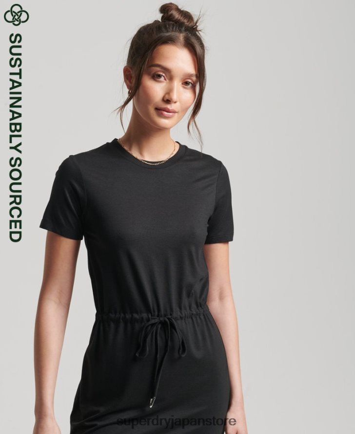 ドローストリング Tシャツドレス 女性 Superdry 衣類 黒 2J62PZ2511