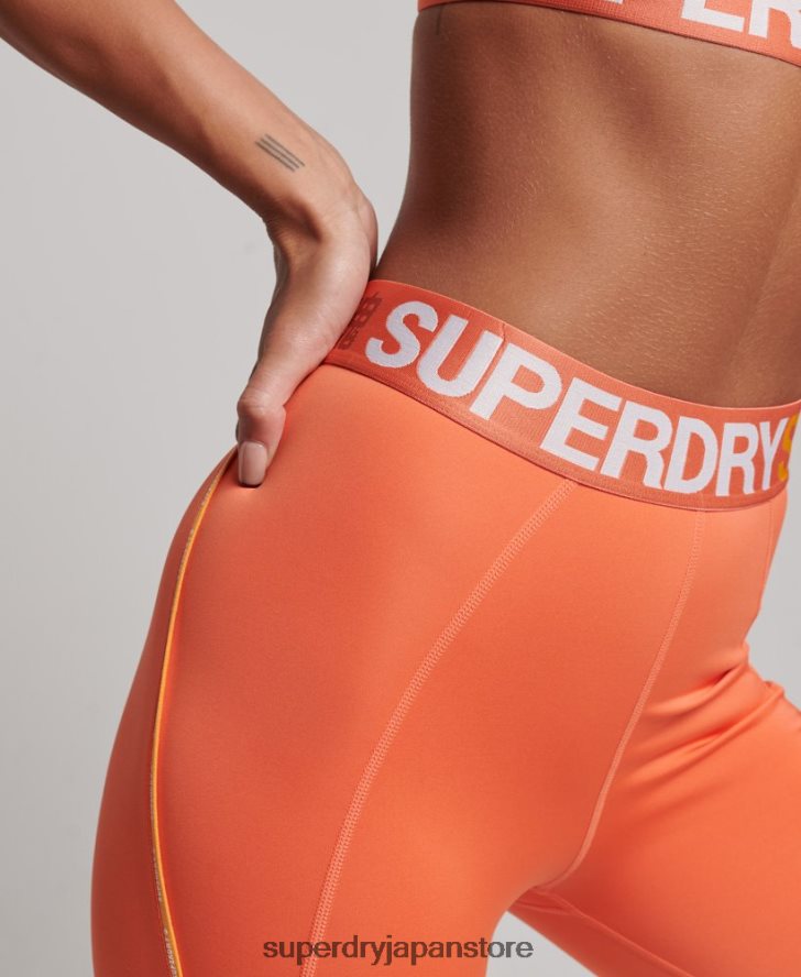 Train ブランドの伸縮性のあるタイトなレギンス 女性 Superdry 衣類 オレンジ 2J62PZ4062
