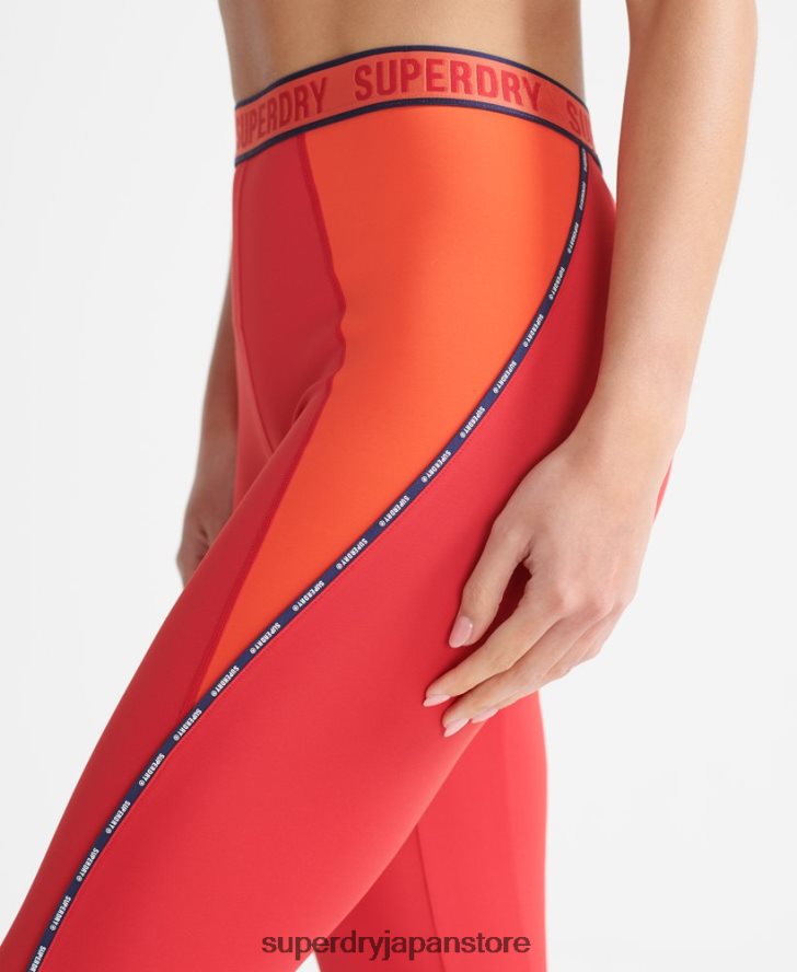 Train ブランドの伸縮性のあるタイトなレギンス 女性 Superdry 衣類 赤 2J62PZ4085