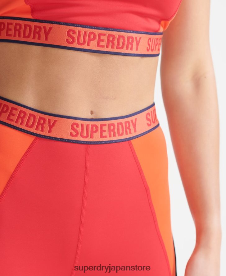 Train ブランドの伸縮性のあるタイトなレギンス 女性 Superdry 衣類 赤 2J62PZ4085