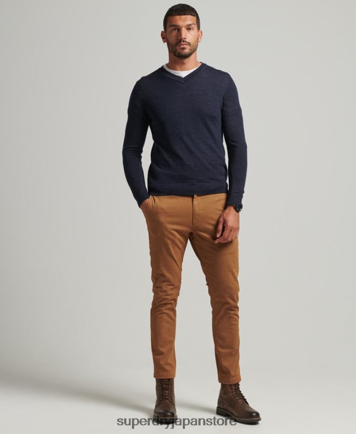 メリノ Vネックセーター 男性 Superdry 衣類 海軍 2J62PZ1246