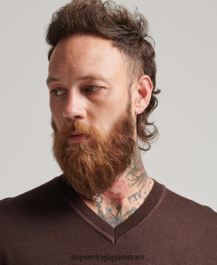 メリノ Vネックセーター 男性 Superdry 衣類 紫 2J62PZ1269