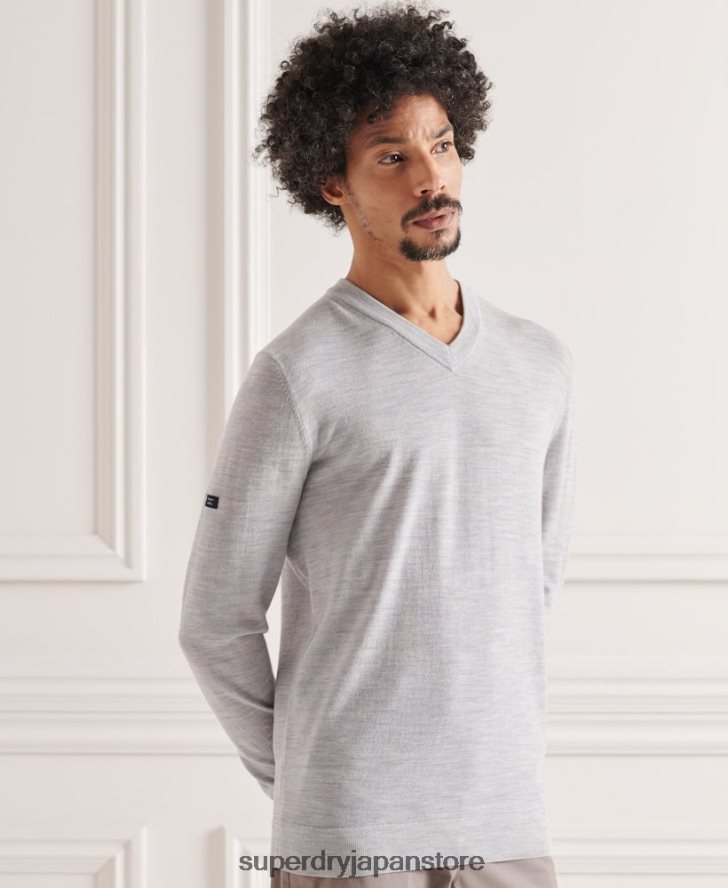 メリノ Vネックセーター 男性 Superdry 衣類 グレー 2J62PZ1319