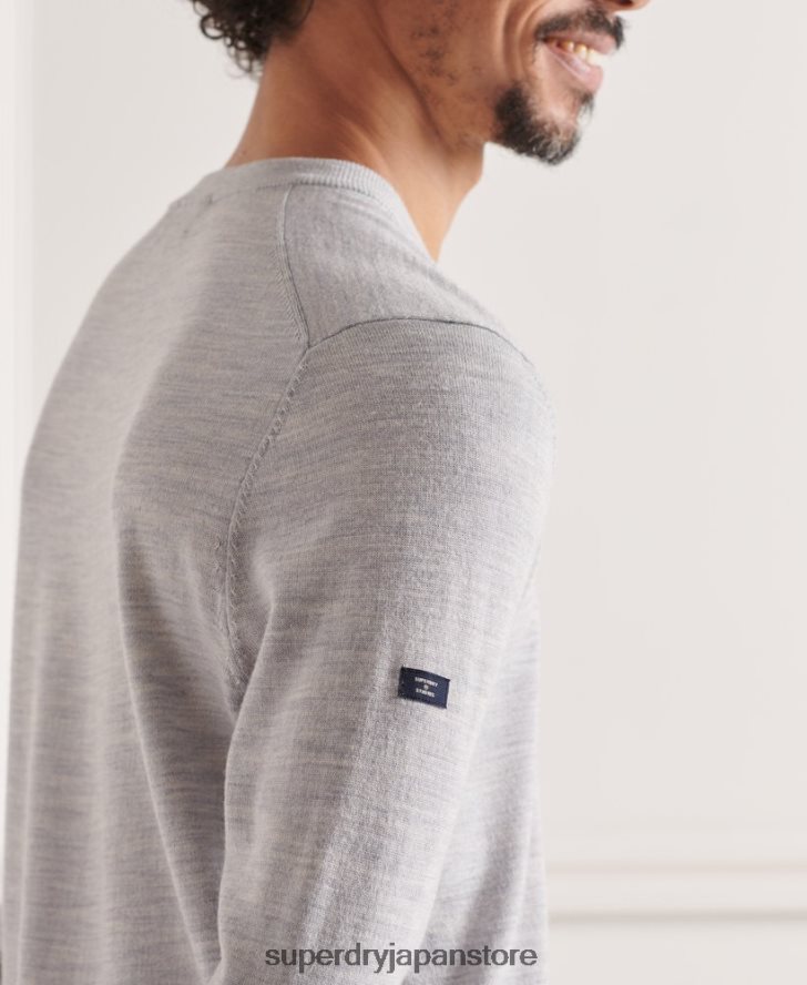 メリノ Vネックセーター 男性 Superdry 衣類 グレー 2J62PZ1319
