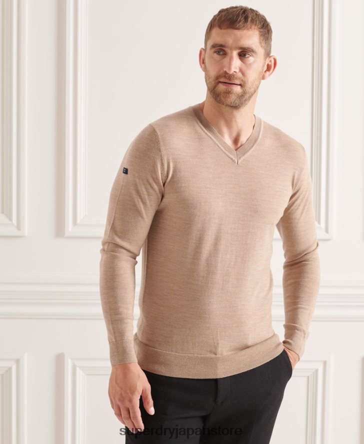 メリノ Vネックセーター 男性 Superdry 衣類 茶色 2J62PZ1320