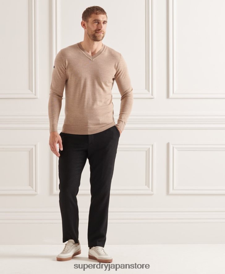 メリノ Vネックセーター 男性 Superdry 衣類 茶色 2J62PZ1320