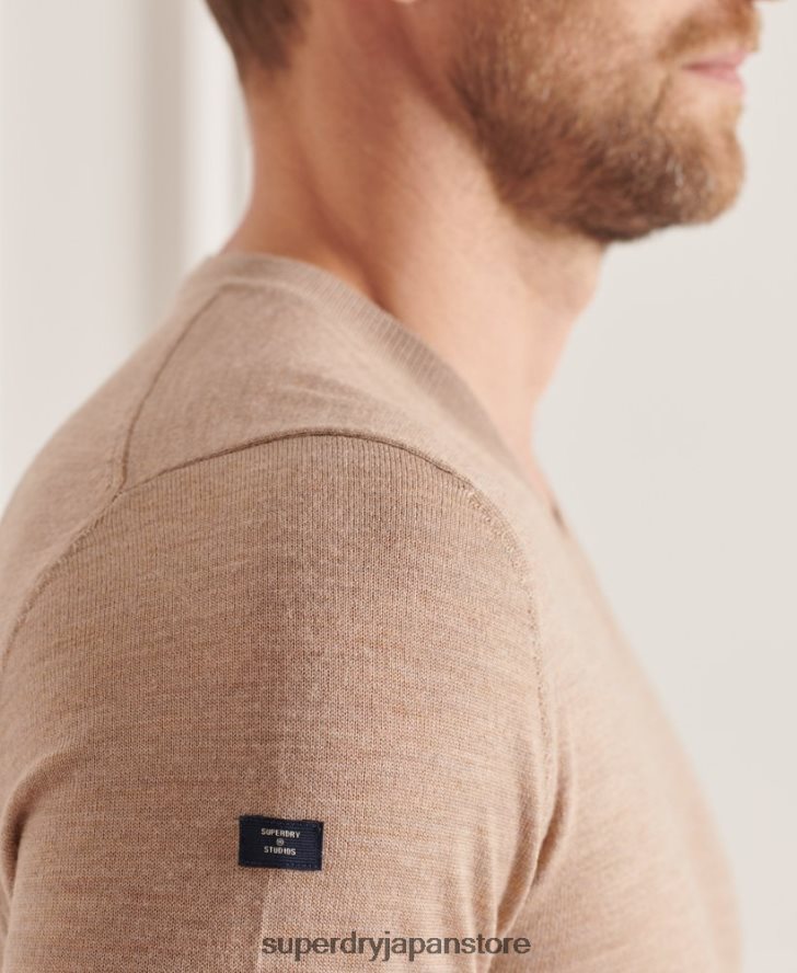 メリノ Vネックセーター 男性 Superdry 衣類 茶色 2J62PZ1320