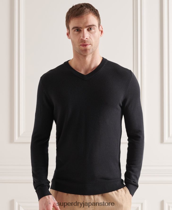 メリノ Vネックセーター 男性 Superdry 衣類 黒 2J62PZ1330