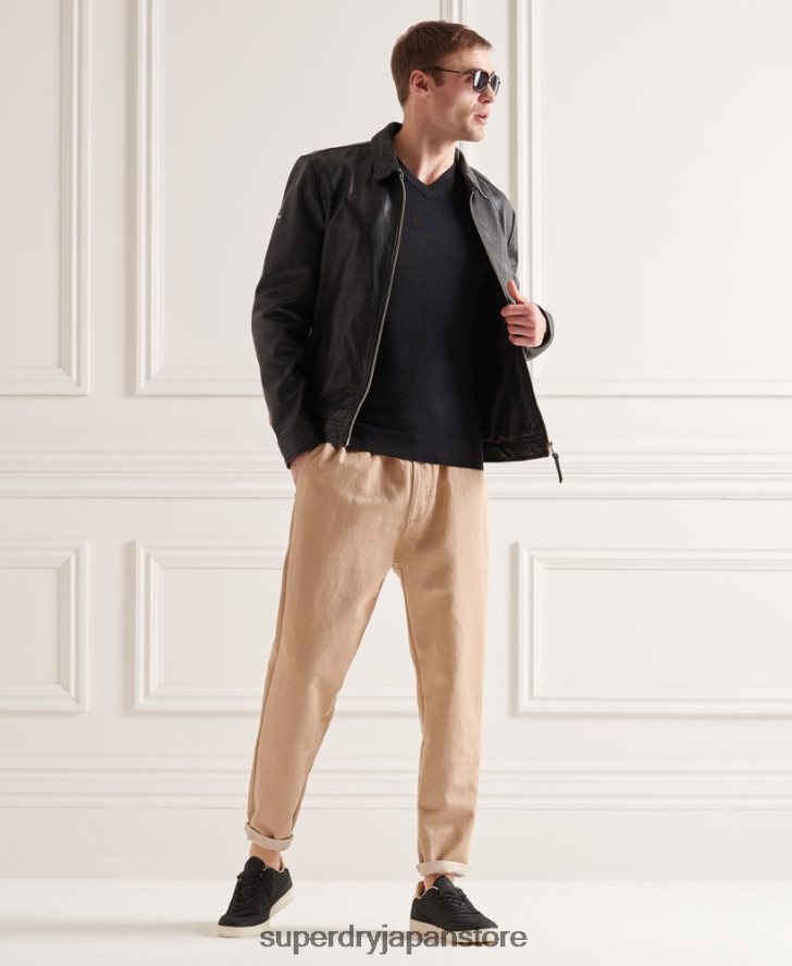 メリノ Vネックセーター 男性 Superdry 衣類 黒 2J62PZ1330