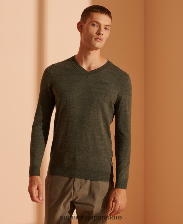 オレンジレーベル Vネックセーター 男性 Superdry 衣類 緑 2J62PZ1352