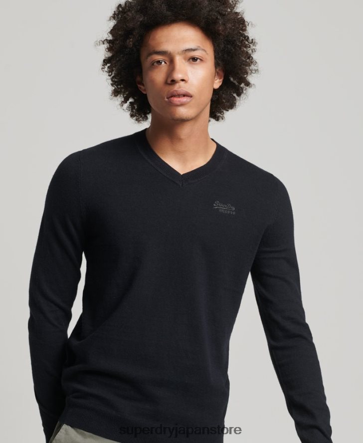 オレンジレーベル Vネックセーター 男性 Superdry 衣類 黒 2J62PZ1353