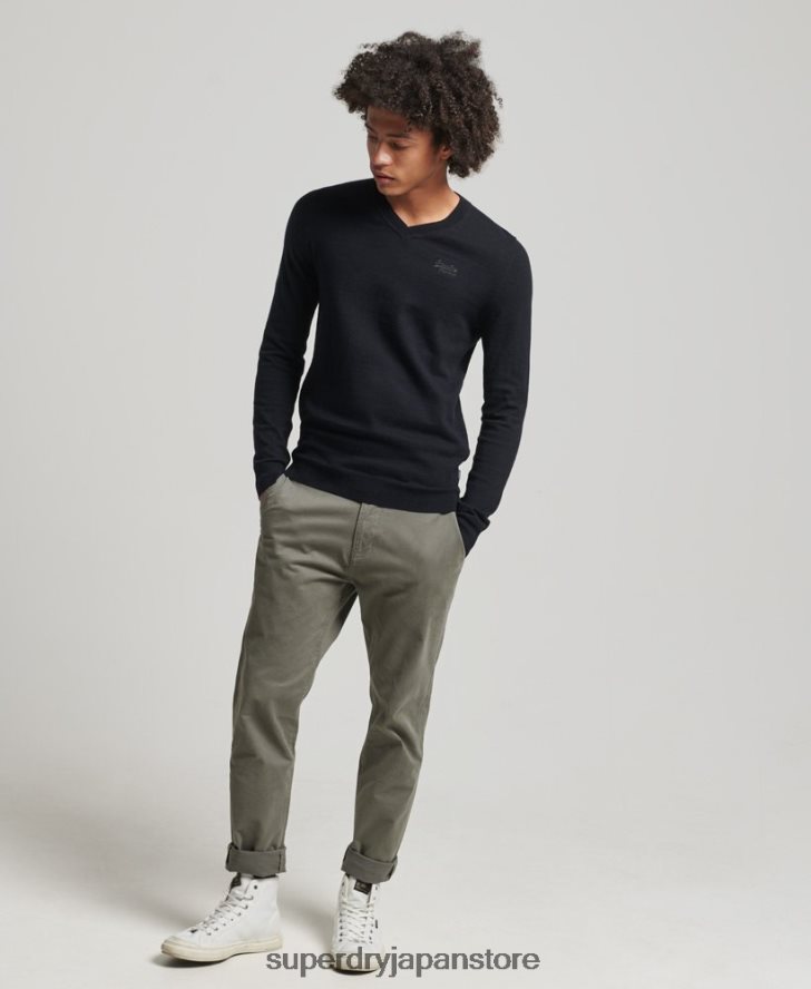 オレンジレーベル Vネックセーター 男性 Superdry 衣類 黒 2J62PZ1353
