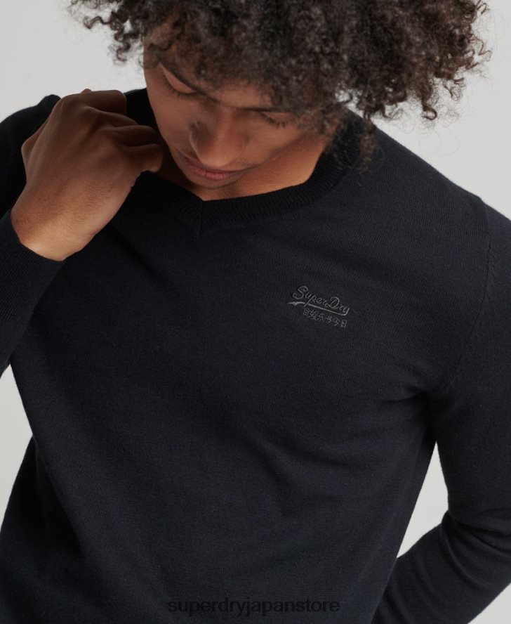 オレンジレーベル Vネックセーター 男性 Superdry 衣類 黒 2J62PZ1353