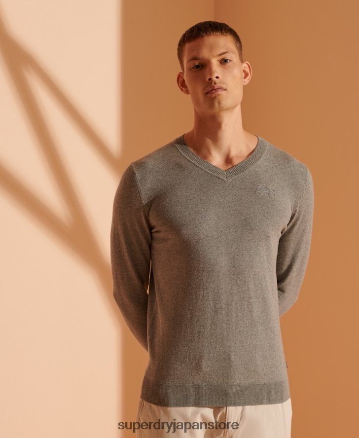 オレンジレーベル Vネックセーター 男性 Superdry 衣類 グレー 2J62PZ1364