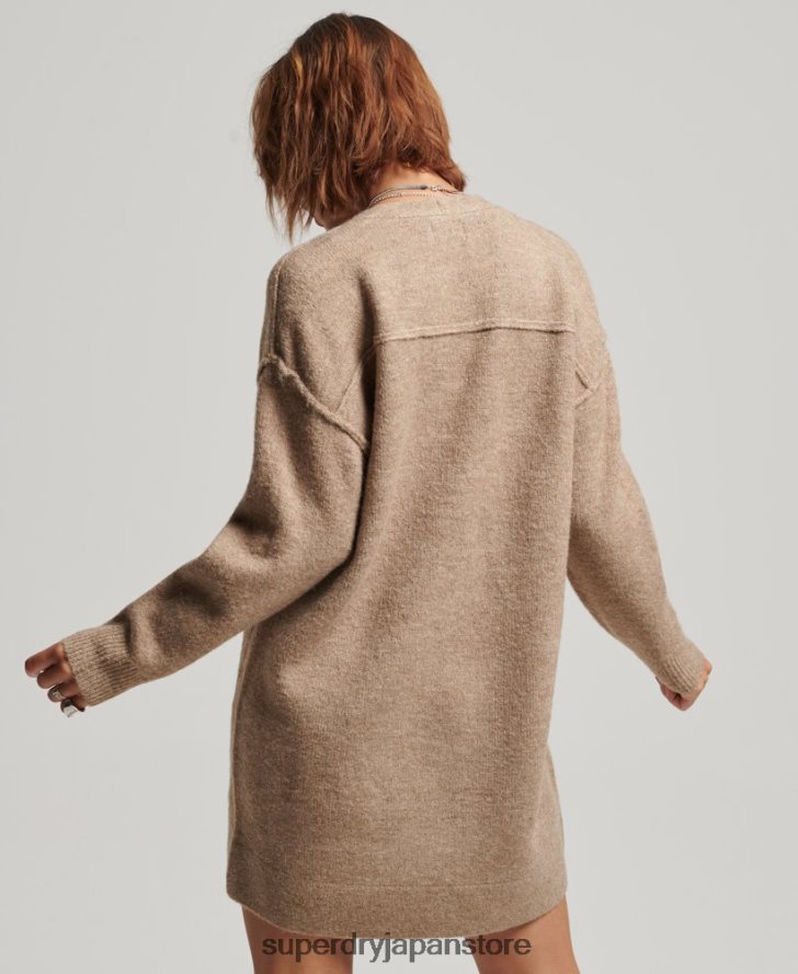 ニットVネックジャンパードレス 女性 Superdry 衣類 ベージュ 2J62PZ2421