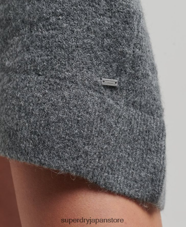 ニットVネックジャンパードレス 女性 Superdry 衣類 濃い灰色 2J62PZ2442