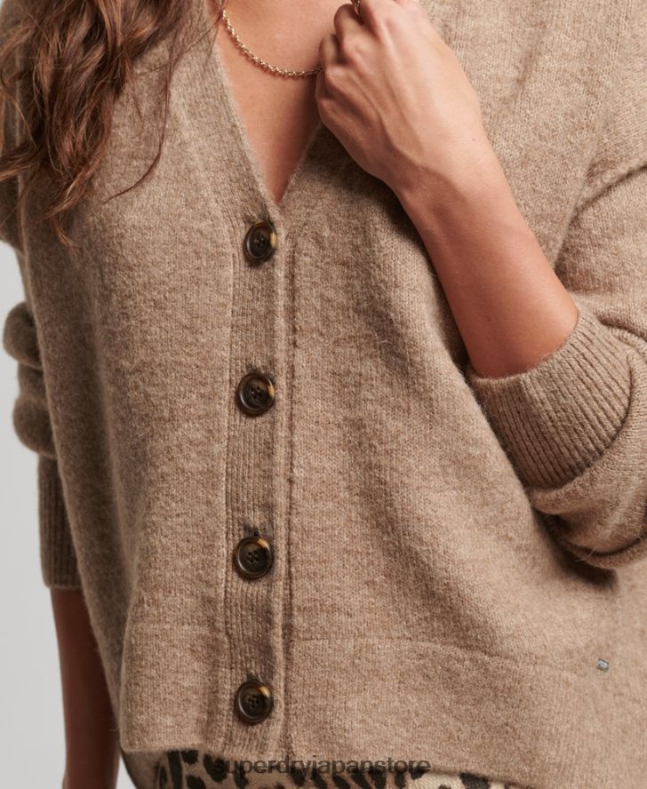 オーバーサイズVネックカーディガン 女性 Superdry 衣類 ベージュ 2J62PZ3951