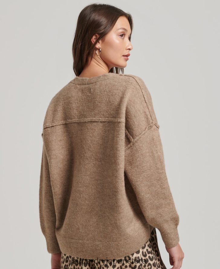 オーバーサイズ V ネック セーター 女性 Superdry 衣類 ベージュ 2J62PZ3958