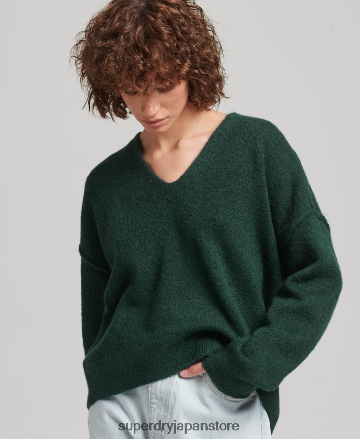オーバーサイズ V ネック セーター 女性 Superdry 衣類 緑 2J62PZ3961
