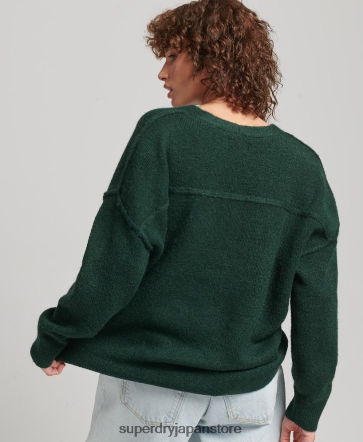 オーバーサイズ V ネック セーター 女性 Superdry 衣類 緑 2J62PZ3961