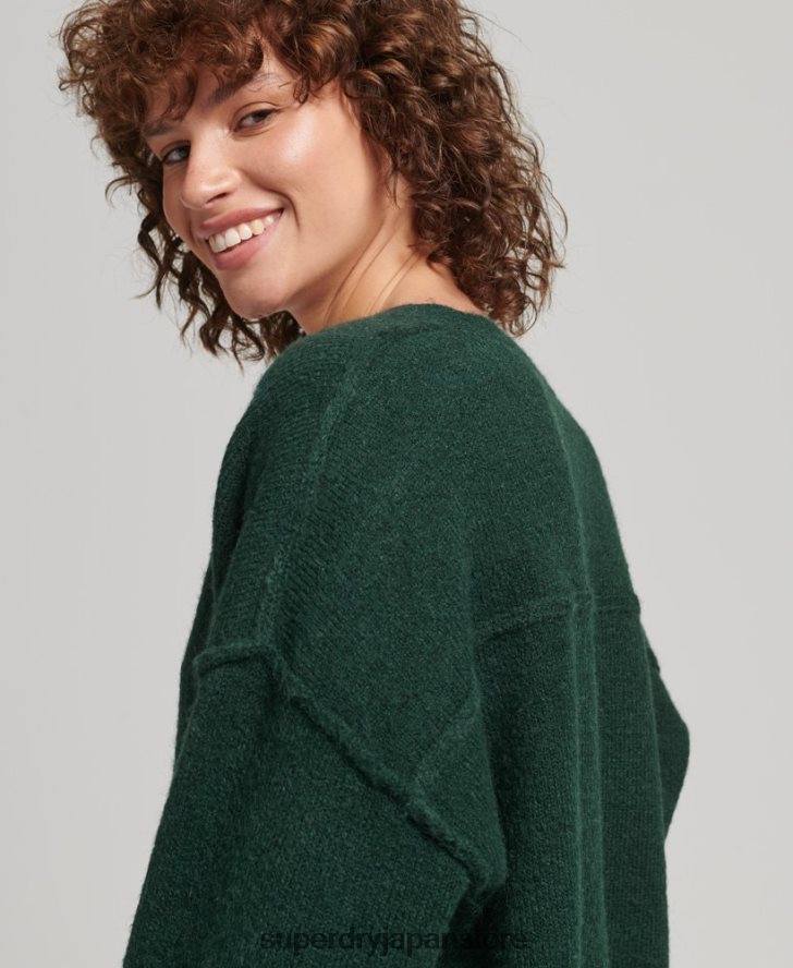 オーバーサイズ V ネック セーター 女性 Superdry 衣類 緑 2J62PZ3961