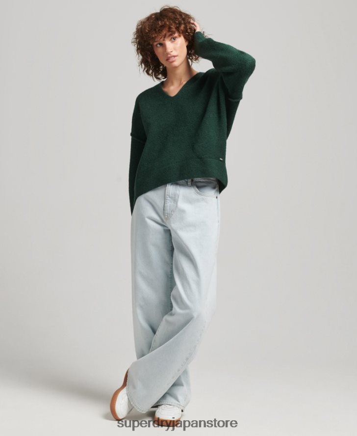 オーバーサイズ V ネック セーター 女性 Superdry 衣類 緑 2J62PZ3961