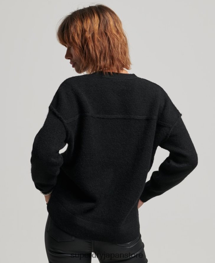 オーバーサイズVネックカーディガン 女性 Superdry 衣類 黒 2J62PZ3965