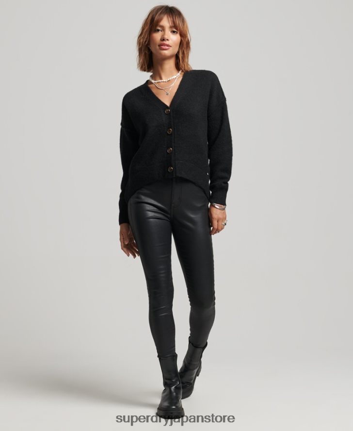 オーバーサイズVネックカーディガン 女性 Superdry 衣類 黒 2J62PZ3965