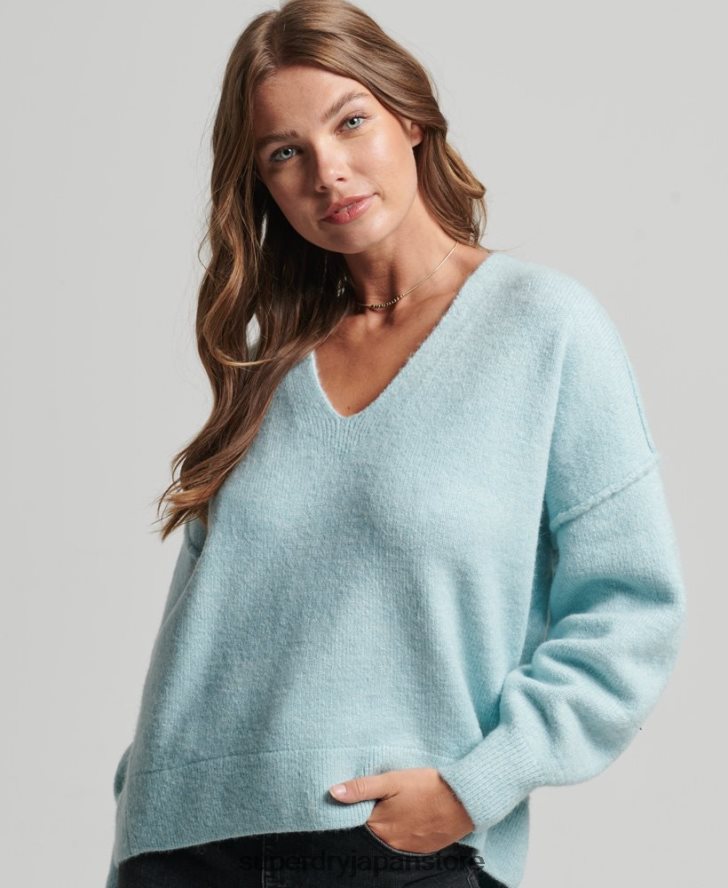 オーバーサイズ V ネック セーター 女性 Superdry 衣類 濃い灰色 2J62PZ3975
