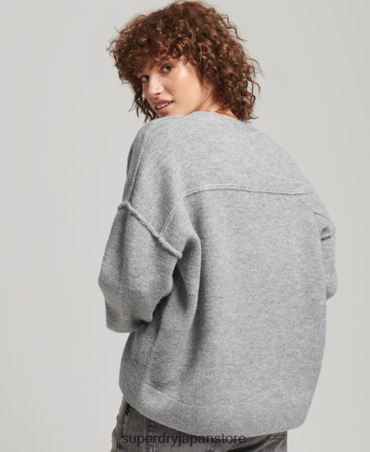 オーバーサイズ V ネック セーター 女性 Superdry 衣類 ライトグレー 2J62PZ3990