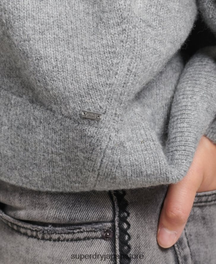 オーバーサイズ V ネック セーター 女性 Superdry 衣類 ライトグレー 2J62PZ3990
