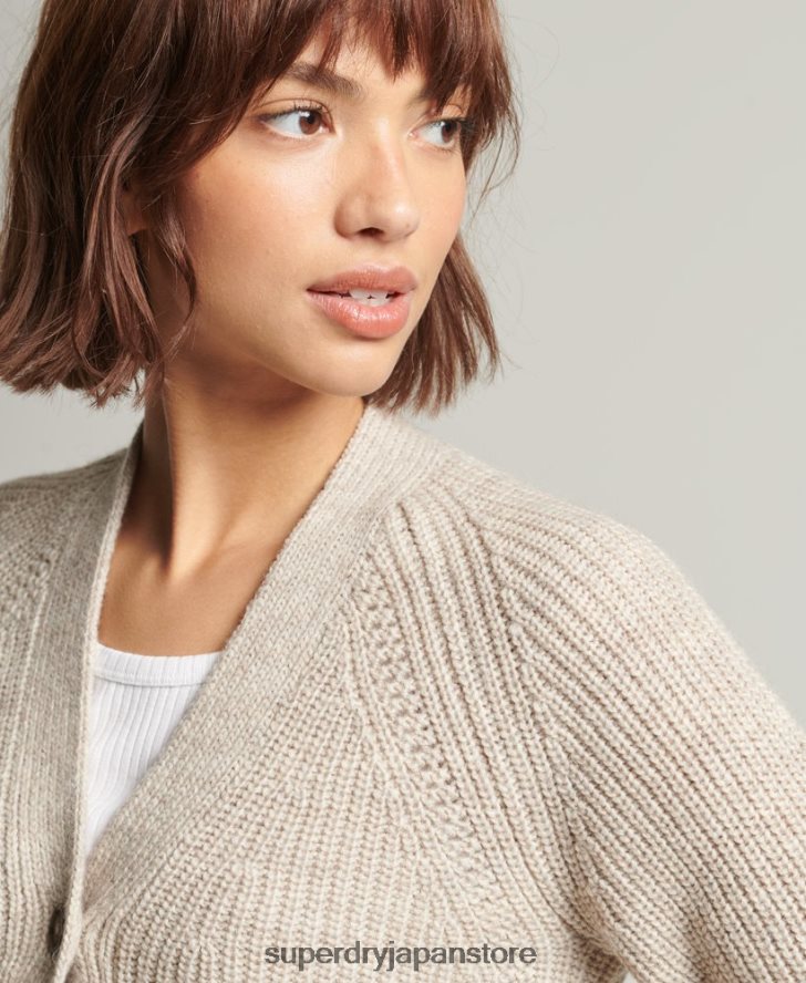 ジェシカ Vネックカーディガン 女性 Superdry 衣類 ベージュ 2J62PZ4022