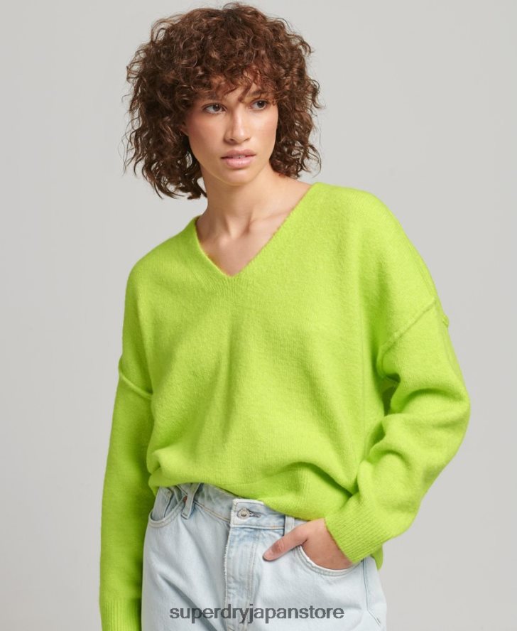 オーバーサイズ V ネック セーター 女性 Superdry 衣類 緑 2J62PZ4023