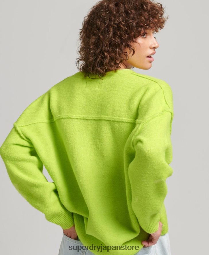 オーバーサイズ V ネック セーター 女性 Superdry 衣類 緑 2J62PZ4023
