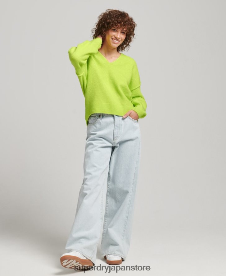 オーバーサイズ V ネック セーター 女性 Superdry 衣類 緑 2J62PZ4023