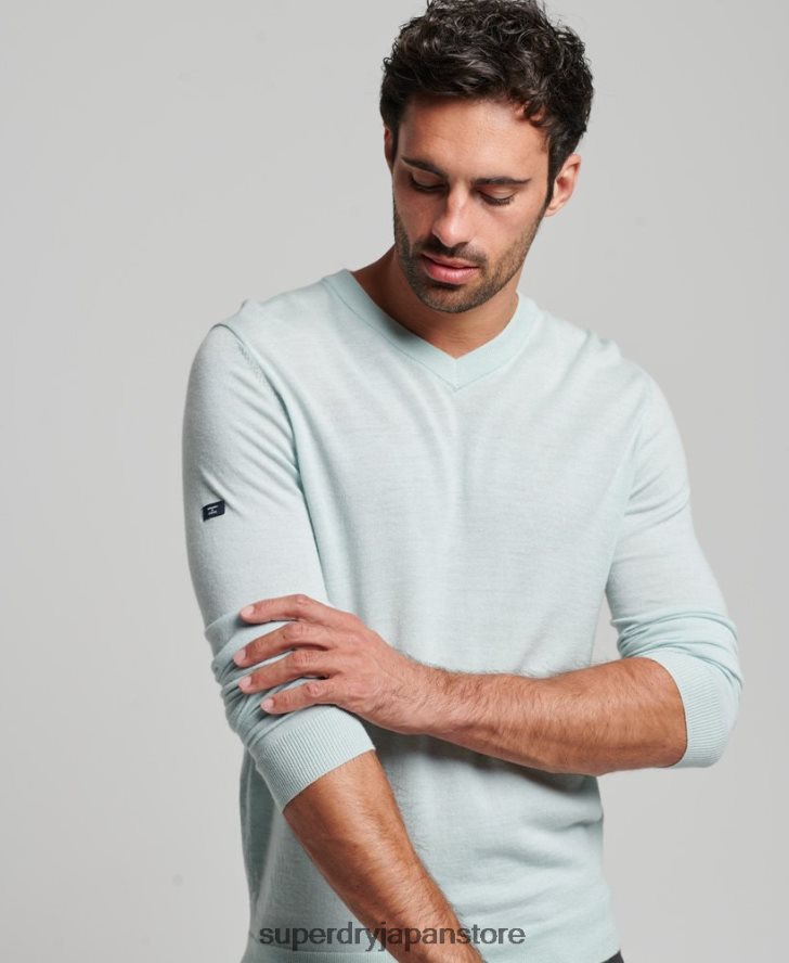 メリノ Vネックセーター 男性 Superdry 衣類 緑 2J62PZ5267