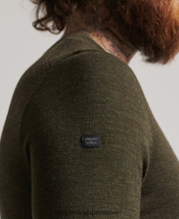 メリノ Vネックセーター 男性 Superdry 衣類 カーキ 2J62PZ5285