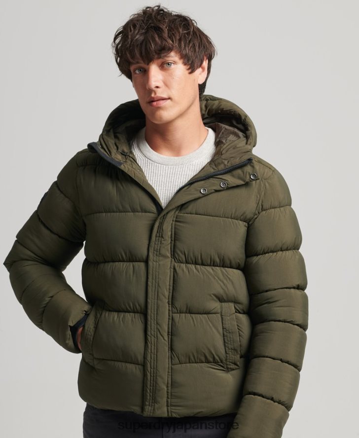 フード付き XPD スポーツ パファー ジャケット 男性 Superdry 衣類 カーキ 2J62PZ1048