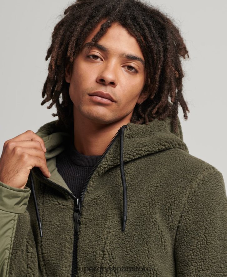 XPD ハイブリッド ボーグ ジャケット 男性 Superdry 衣類 カーキ 2J62PZ5005