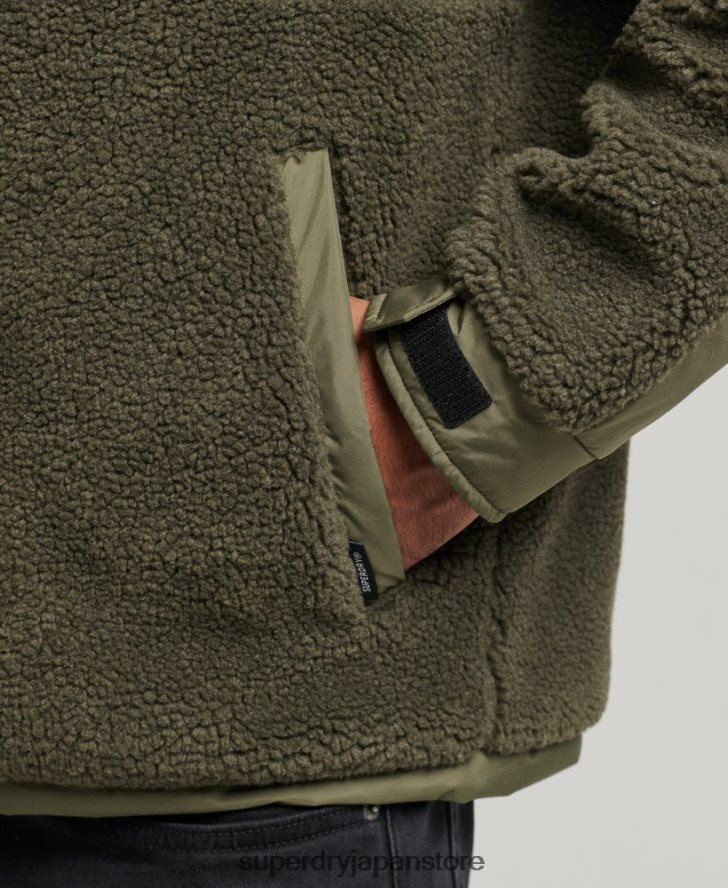 XPD ハイブリッド ボーグ ジャケット 男性 Superdry 衣類 カーキ 2J62PZ5005