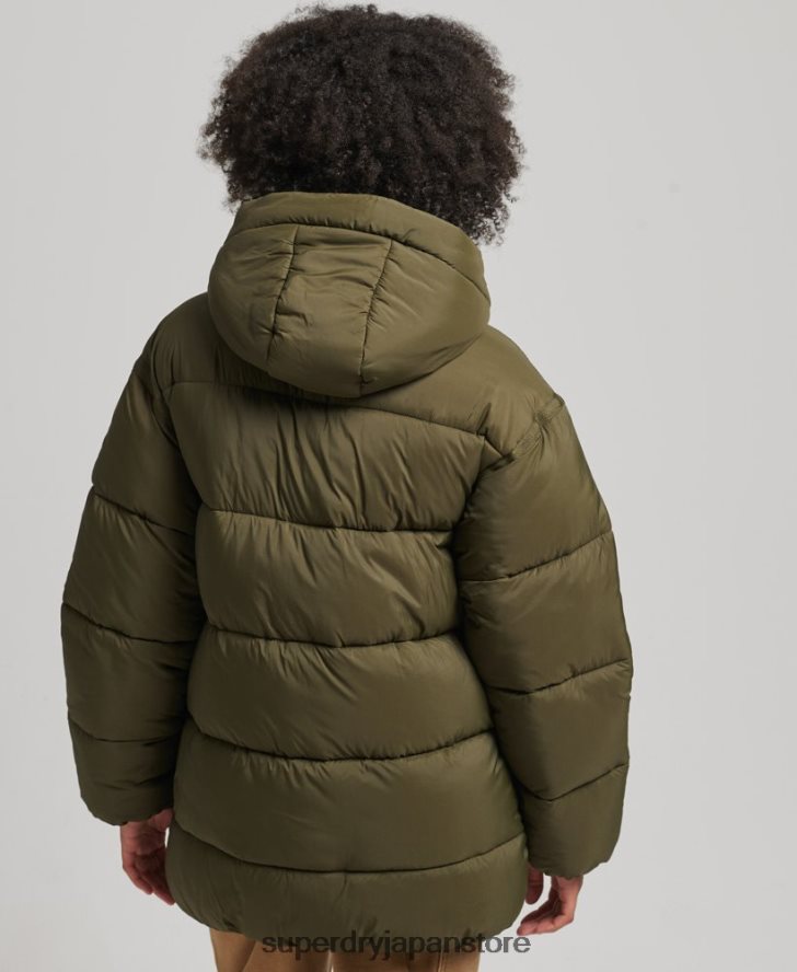 XPD コクーン パッド入りパーカー ジャケット 女性 Superdry 衣類 緑 2J62PZ5455