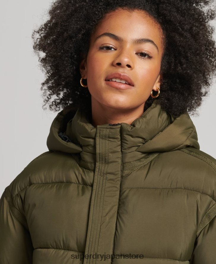 XPD コクーン パッド入りパーカー ジャケット 女性 Superdry 衣類 緑 2J62PZ5455