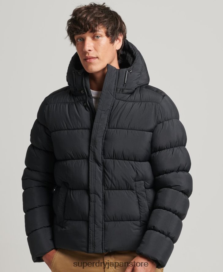 フード付き XPD スポーツ パファー ジャケット 男性 Superdry 衣類 黒 2J62PZ978